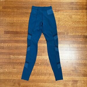 Lululemon Blue Leggings Mesh Panels Activewear Athletic Yoga‎ Pants